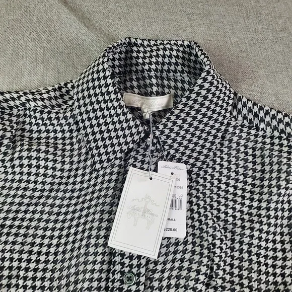 BROOKS BROTHERS Shirt Womens Small Relaxed Houndstooth Blouse Chiffon New - Picture 11 of 16